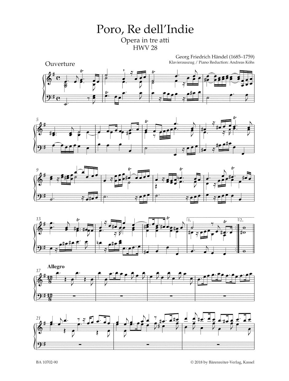 Poro, Re dell'Indie HWV 28