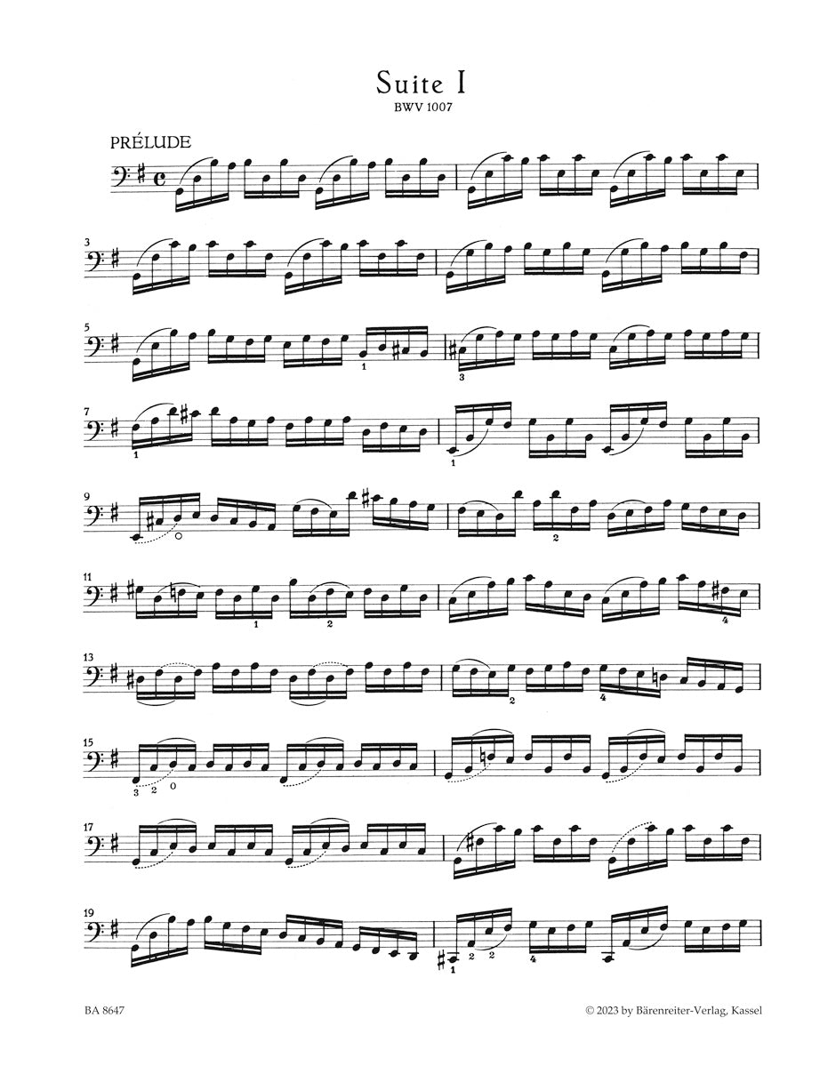 Suite I for Violoncello solo BWV 1007 Ed. A. Wenzinger