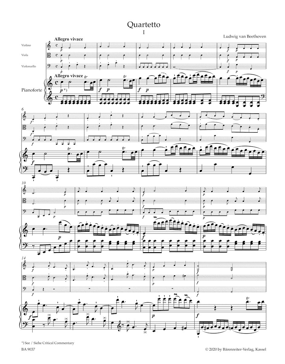Three Quartets for Pianoforte, Violin, Viola and Violoncello WoO 36