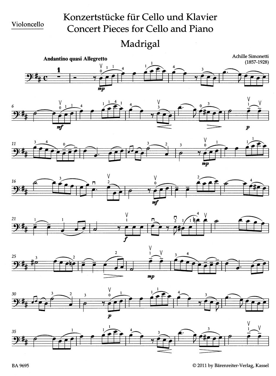 Barenreiter's cello Collection: Concert Pieces for cello and Piano