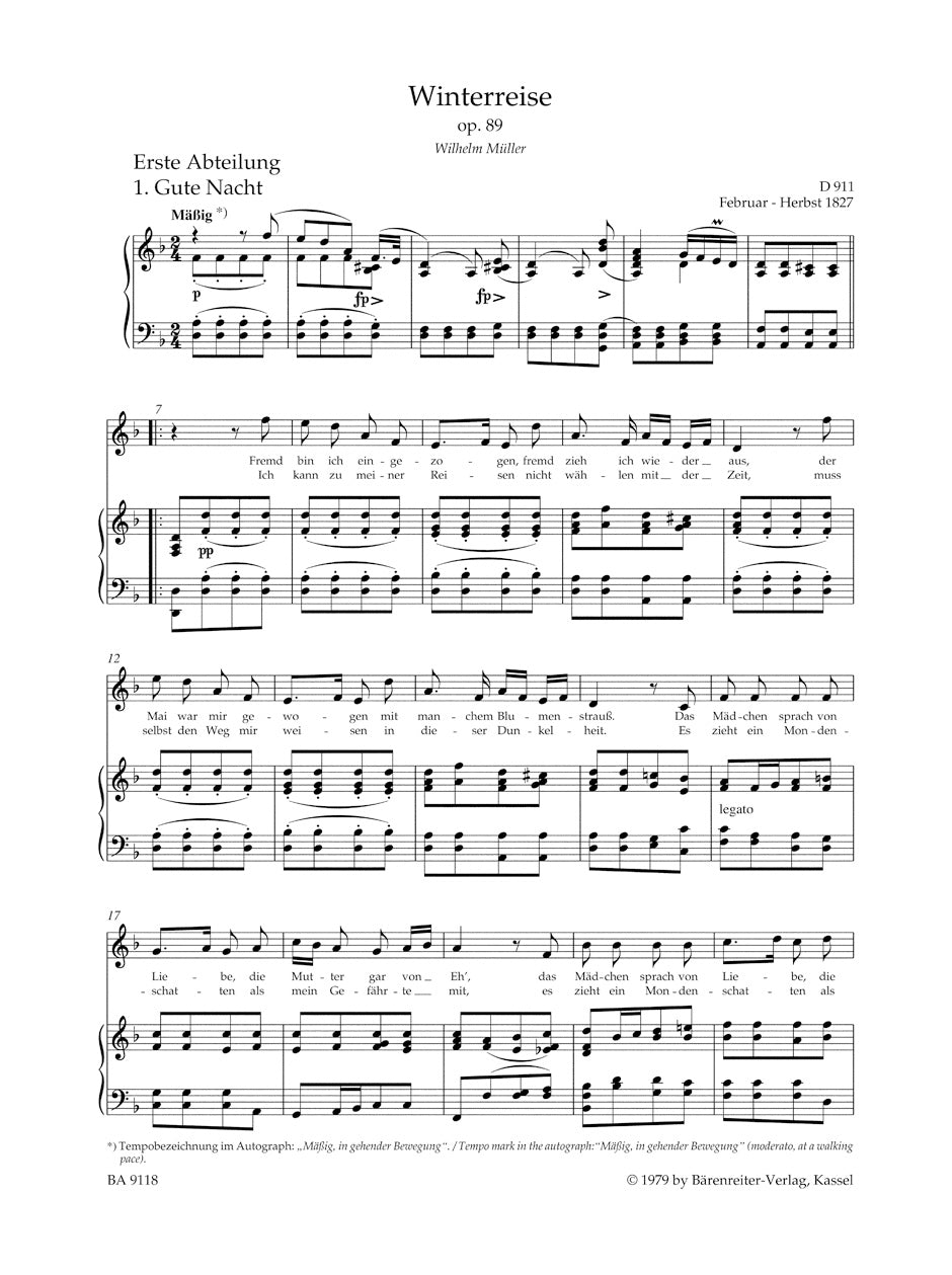 Winterreise op. 89  for High Voice