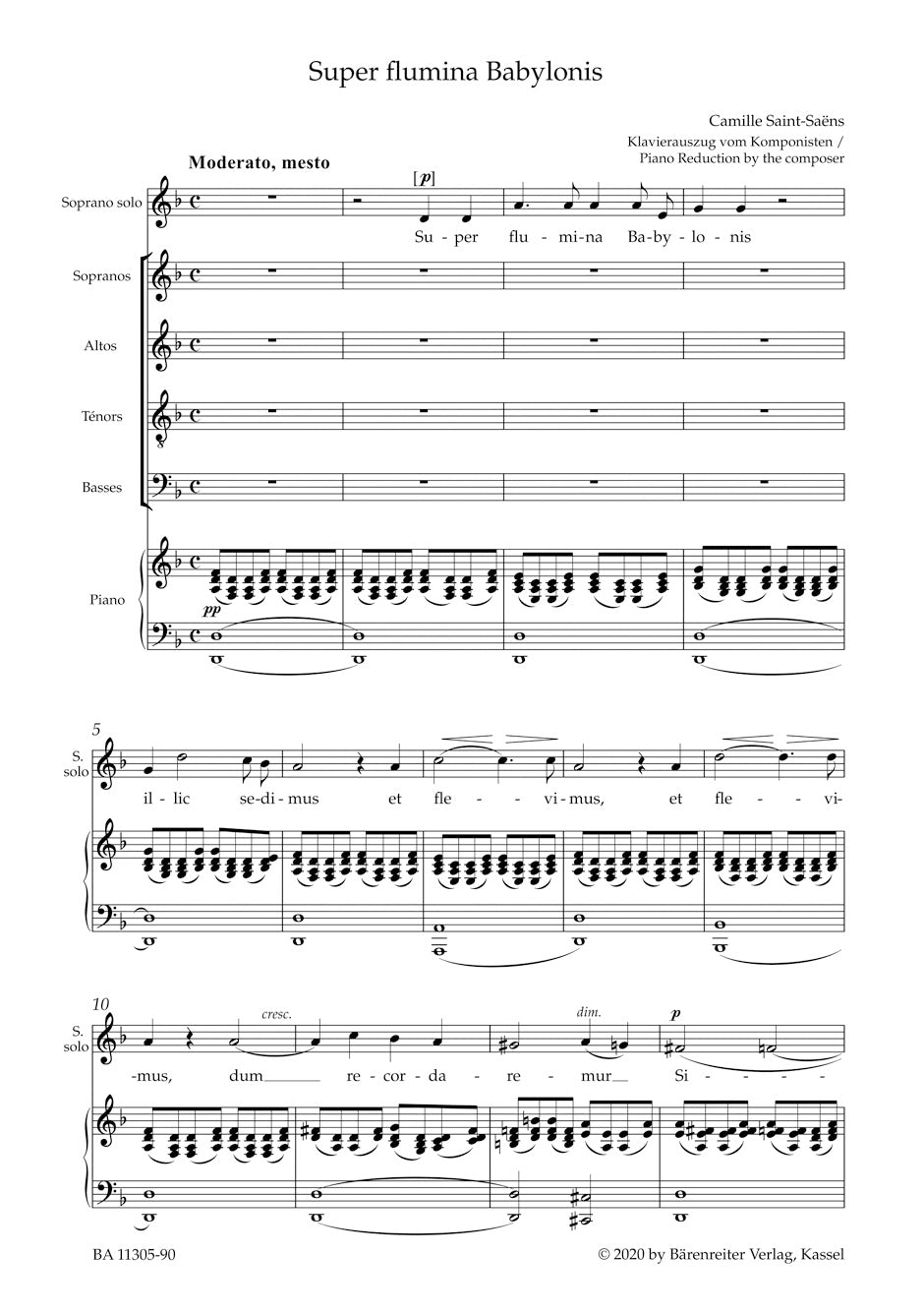 Super flumina Babylonis
for Sopran solo, mixed Choir (SATB), Saxophone Quartet, String Orchestra and Organ