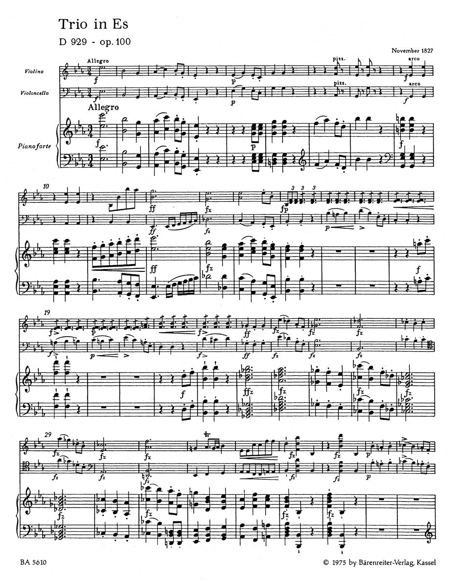 Piano Trio in E-flat maj D 929 op. 100