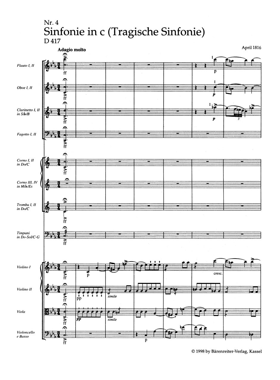 Symphony No. 4 in C min D 417