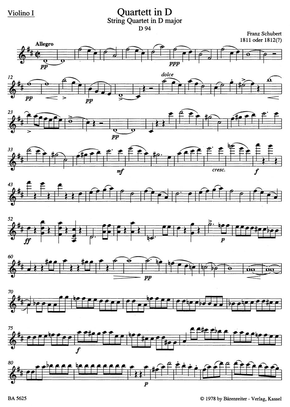 String Quartets I
Quartets in D maj D, 94, C min D 8 A, C maj D 46, Minuet in D maj D 86, Minuets and Dances D 89