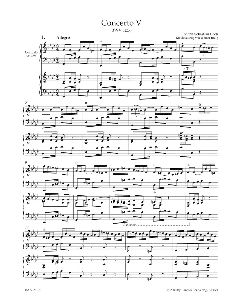 Concerto V in F min BWV 1056 for Harpsichord and strings