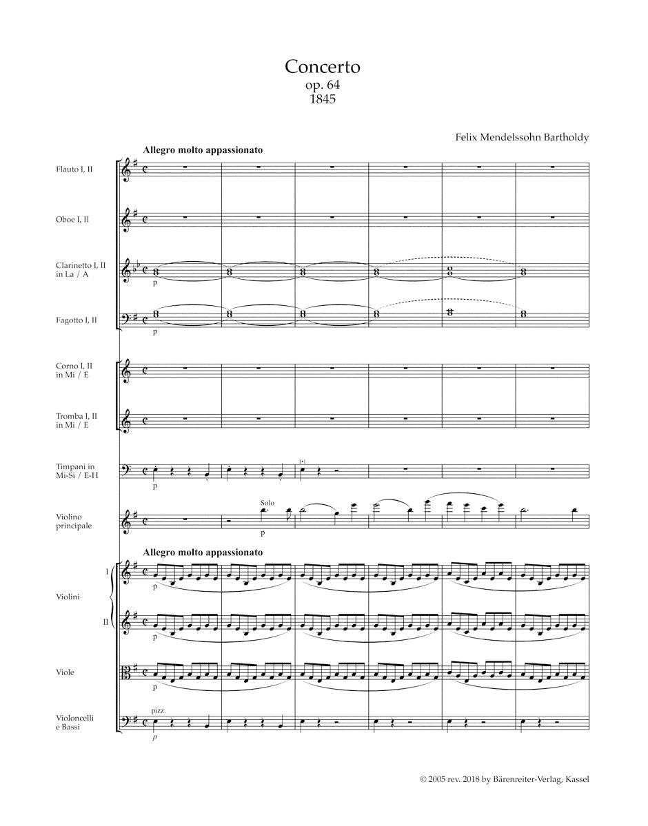 Concerto in E min for Violin and Orchestra op. 64
