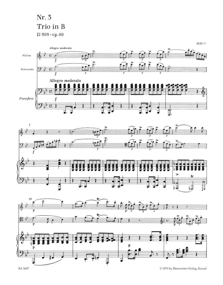 Piano Trio in B-flat maj D 898 op. 99