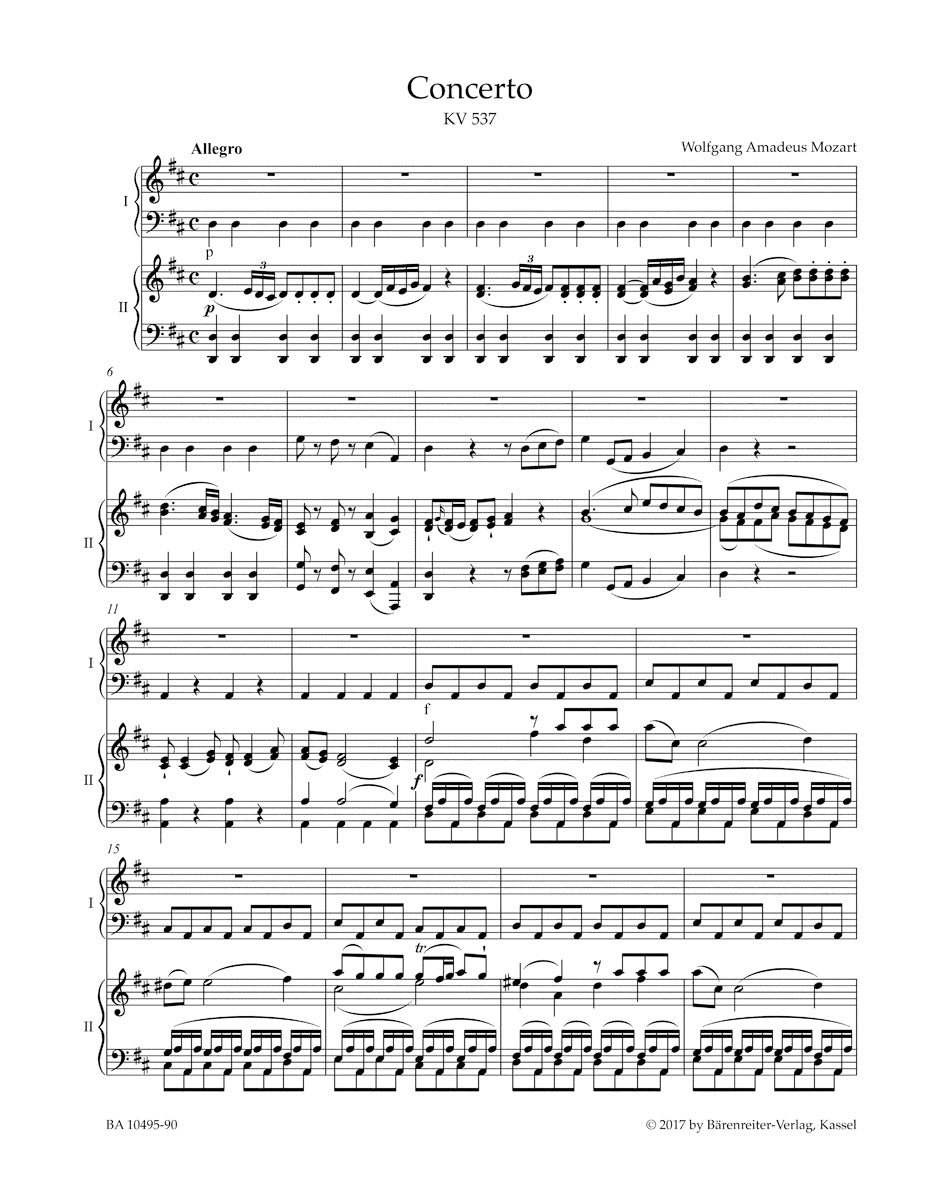 Piano Concerto No. 26 in D maj K. 537 “Coronation Concerto”