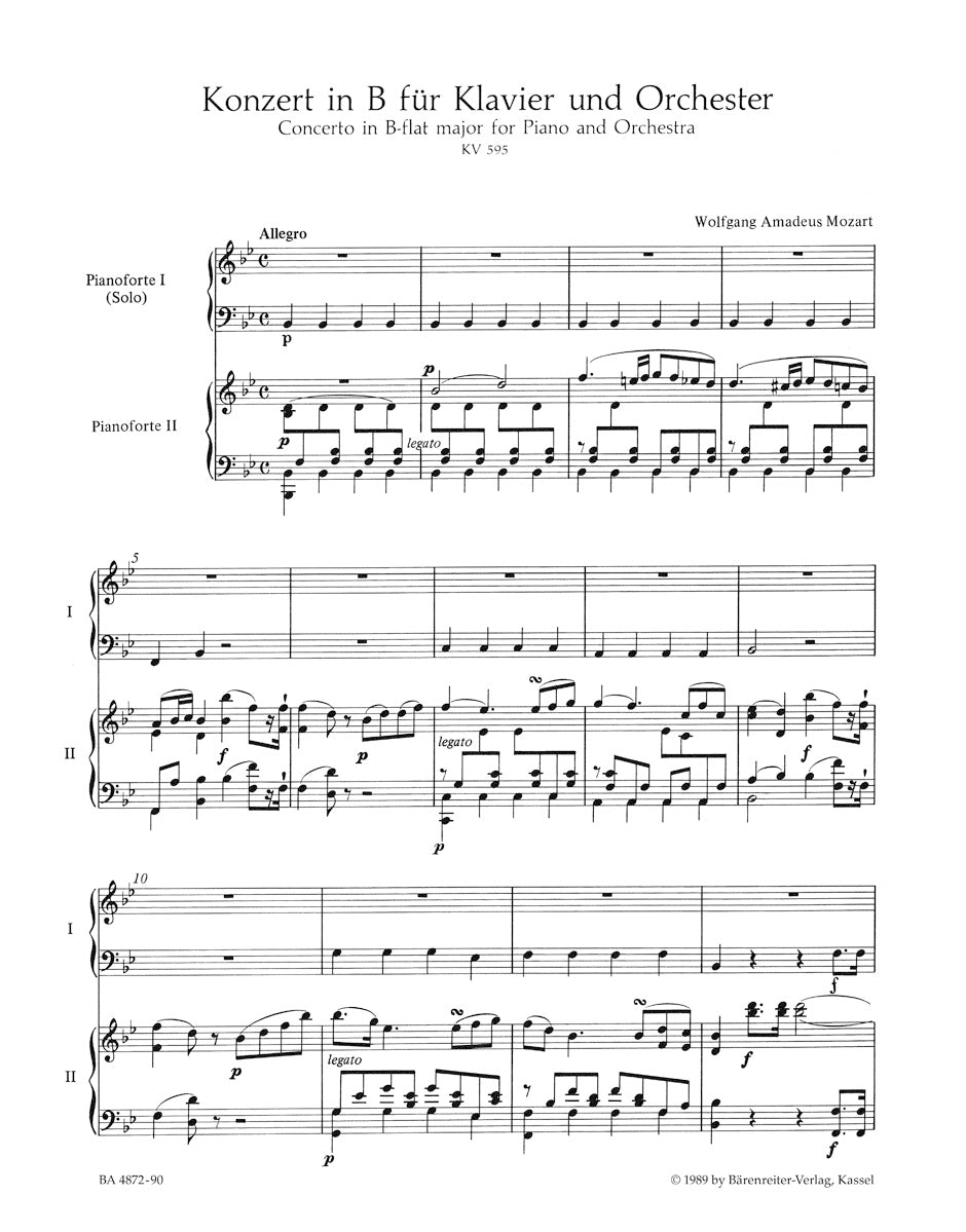 Piano Concerto No. 27 in B-flat maj K. 595