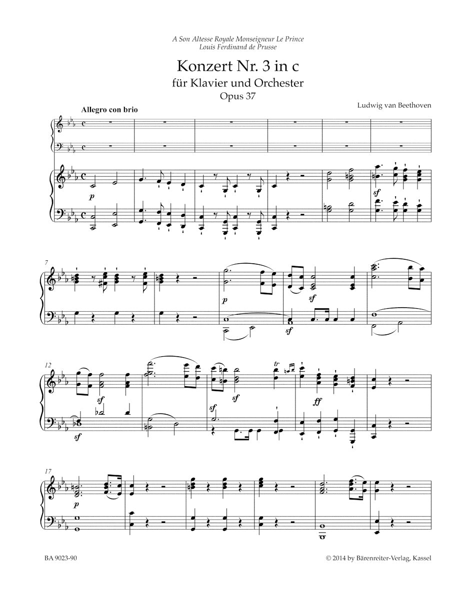 Concerto No. 3 in C minor for Pianoforte and Orchestra op. 37