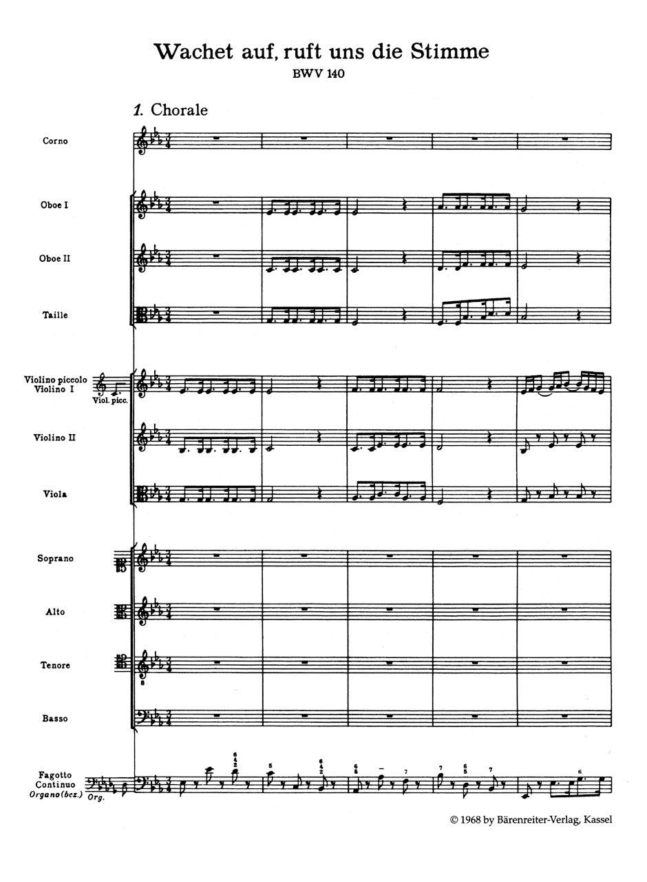 Cantata BWV 140 Wachet auf ruft uns die Stimme / wake ye maids! hark, strikes the hour