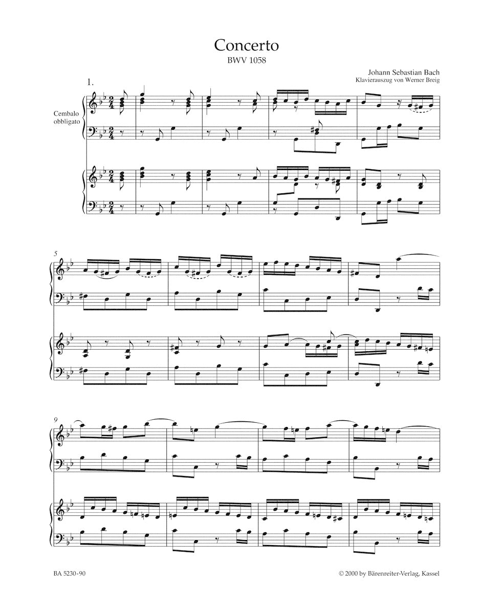 Concerto VII in G min BWV 1058 for Harpsichord and strings