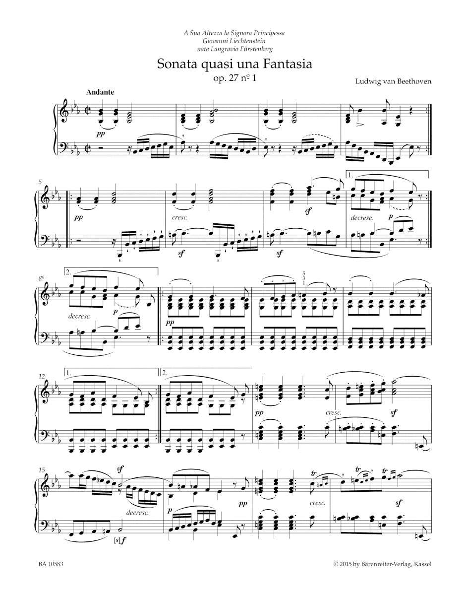 Sonata in E-flat maj op. 27 no 1, Sonata in C-sharp min op. 27 no. 2 "Moonlight Sonata"