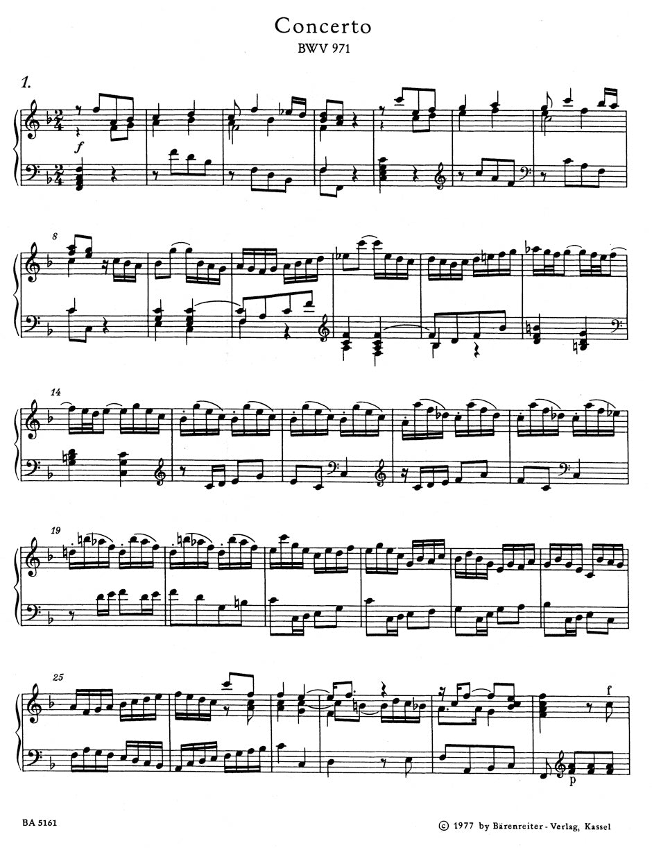 Italian Concerto & French Overtures
BWV 971 & 831