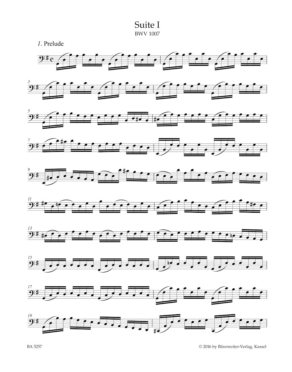 Six Suites for Violoncello solo 
BWV 1007-1012
Urtext edition with articulation markings
Ed. A. Talle