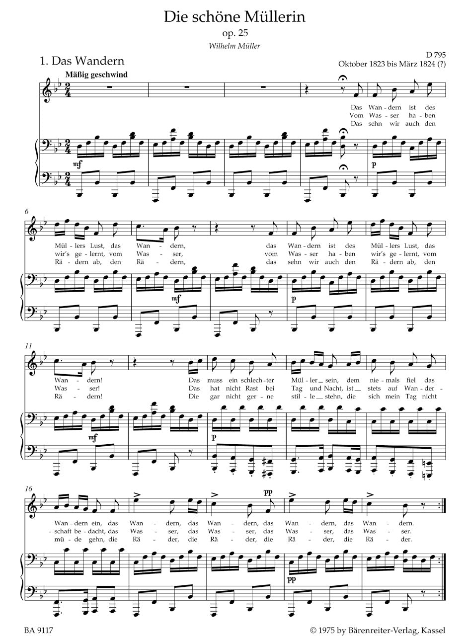 Die schoene Muellerin op. 25 
for High Voice