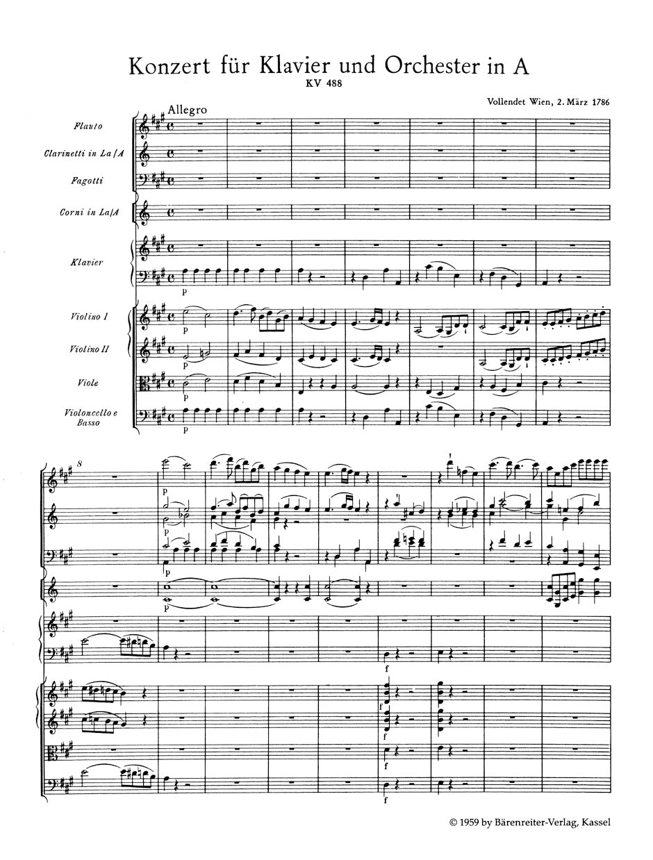 Piano Concerto No. 23 in A maj K. 488