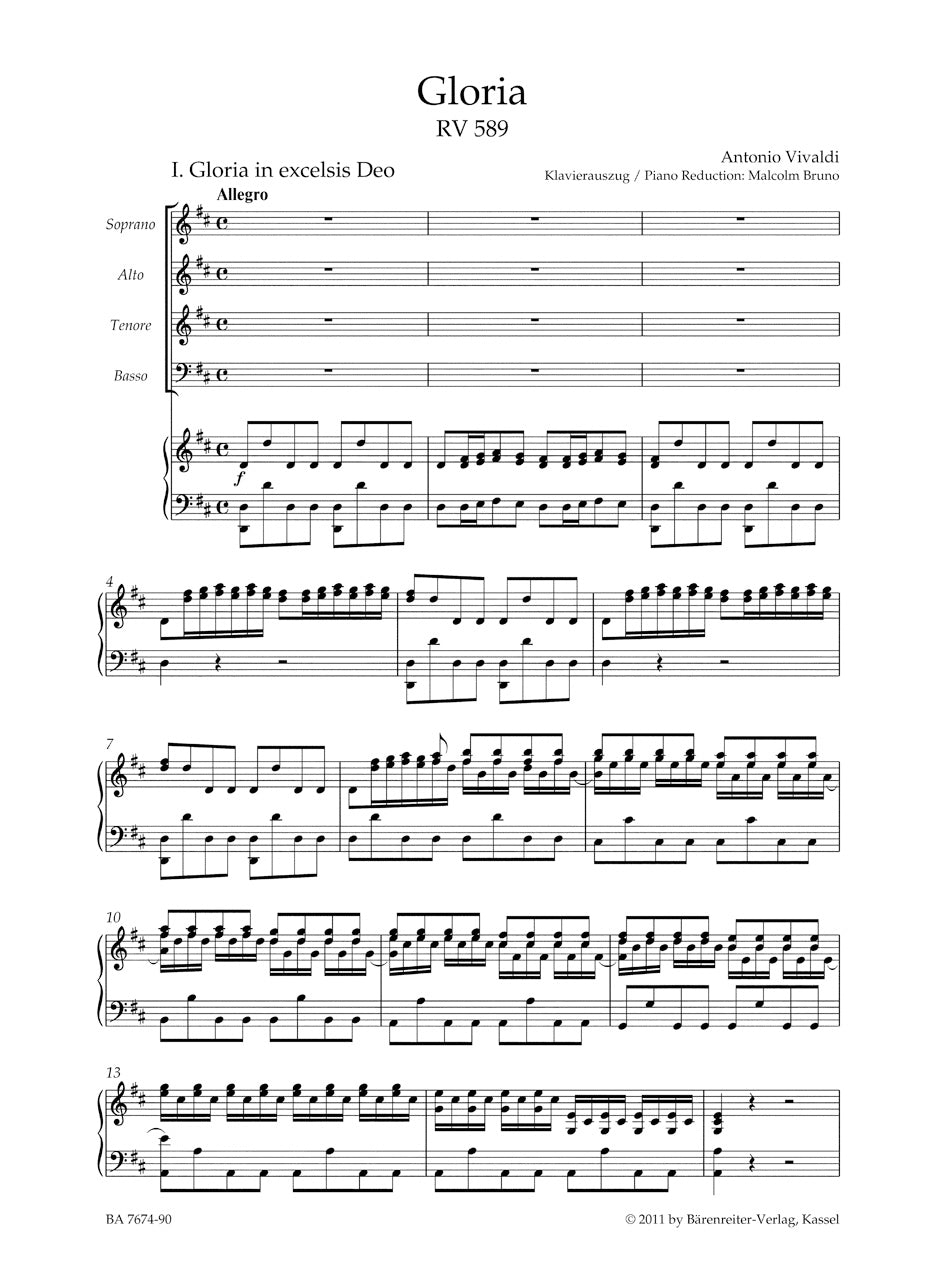Gloria RV 589.
For Solo Voices (SSA) and mixed Choir (SATB)