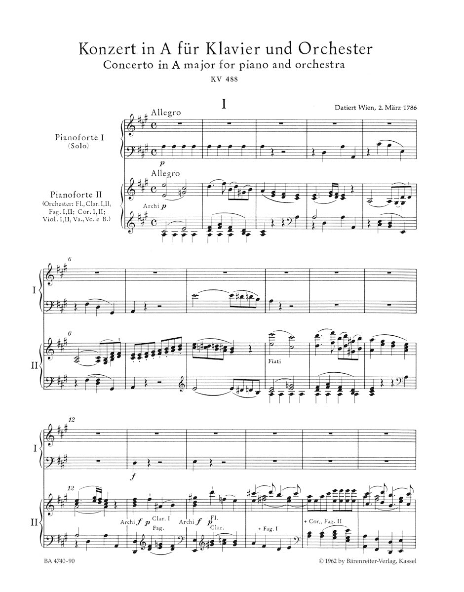 Piano Concerto No. 23 in A maj K. 488