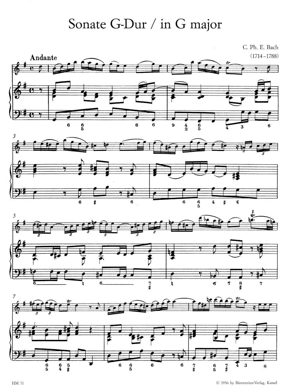Sonatas in G maj Wq 123 and E min Wq 124 for Flute and Bc