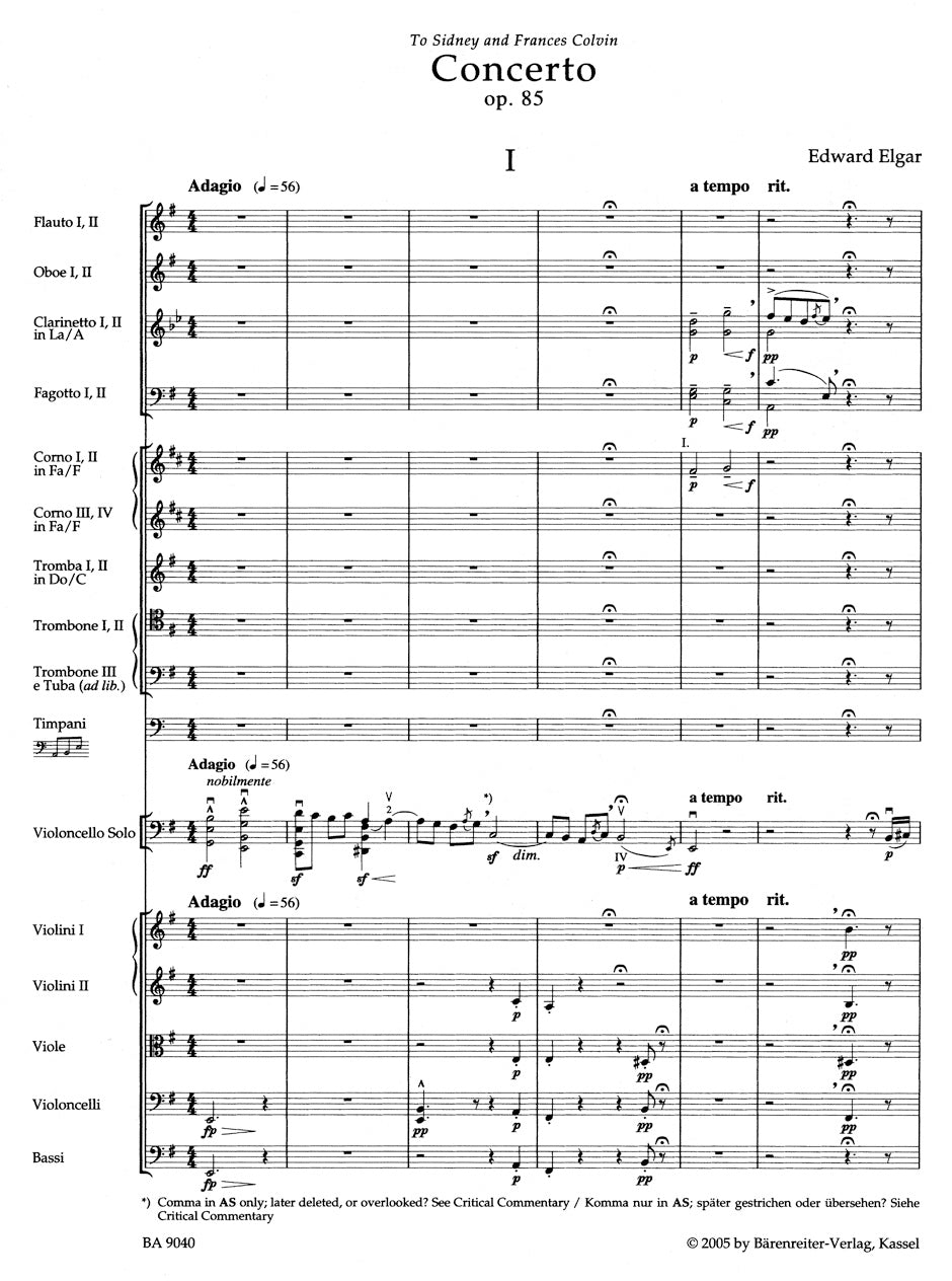 Concerto in E min for Violoncello and Orchestra op. 85