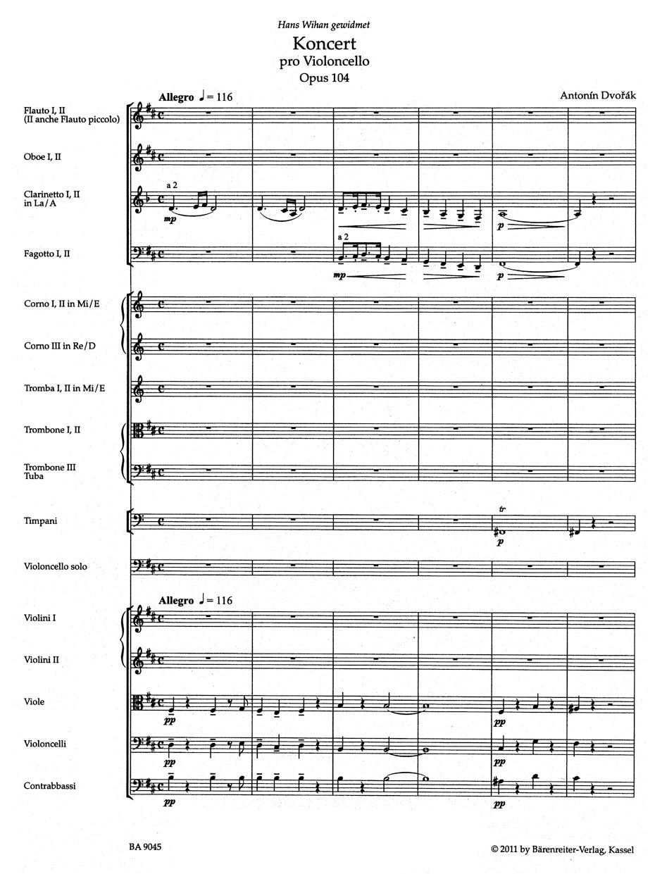 Concerto in B min for Cello and Orchestra op. 104