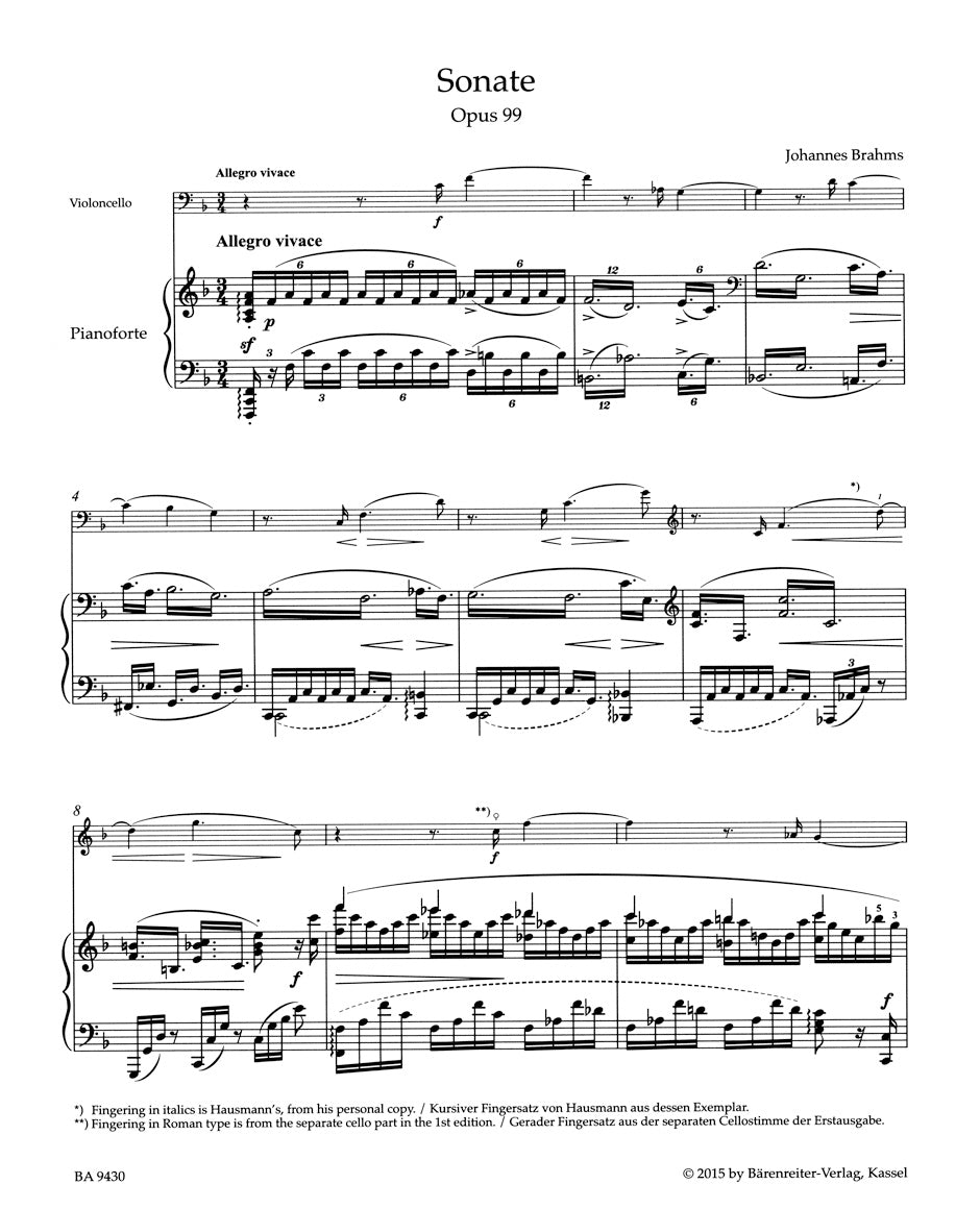Sonata in F maj for Violoncello and Piano op. 99