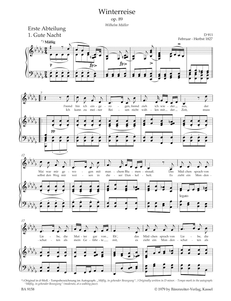 Winterreise op. 89  for Low Voice