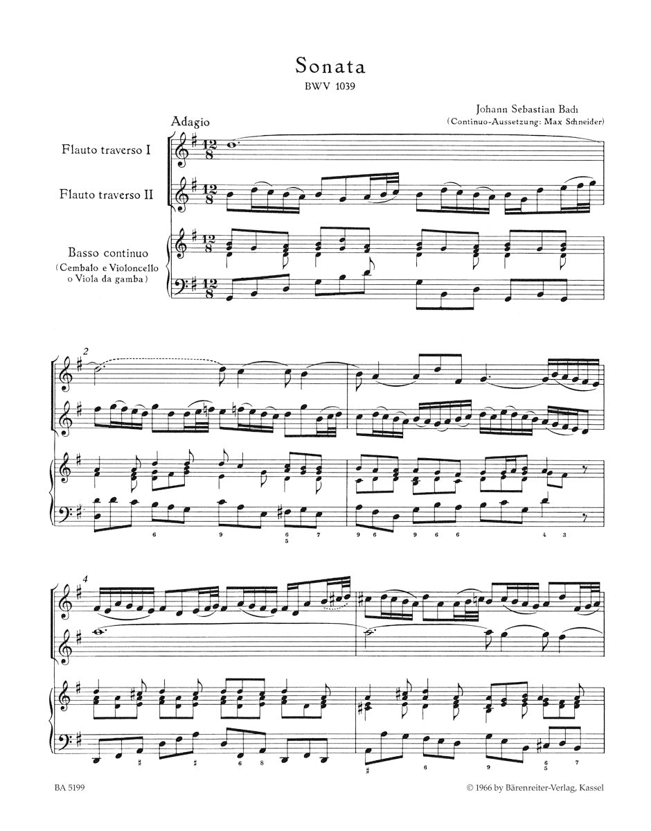 Trio Sonata in G maj BWV 1039
for two Flutes and Bc