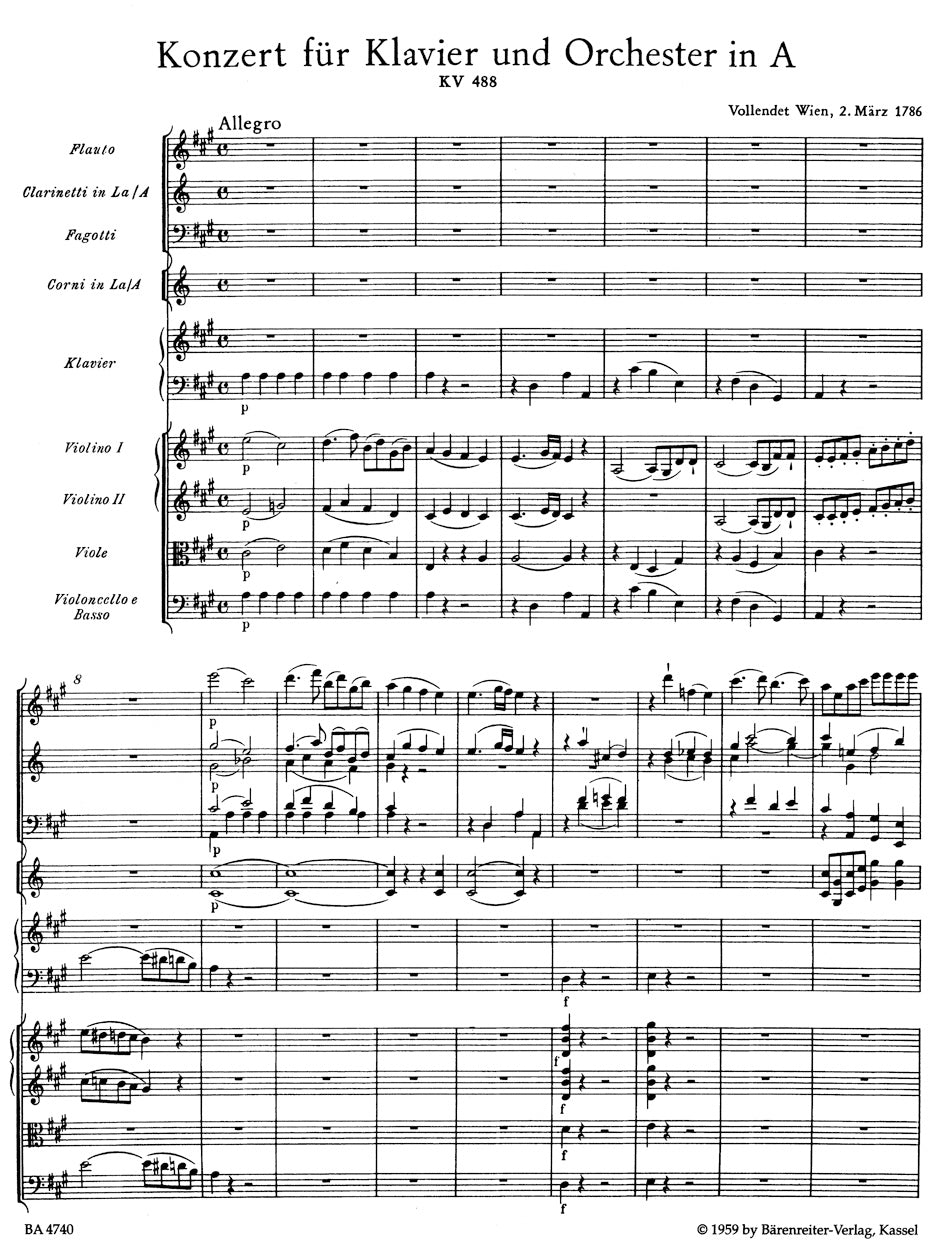 Piano Concerto No. 23 in A maj K. 488