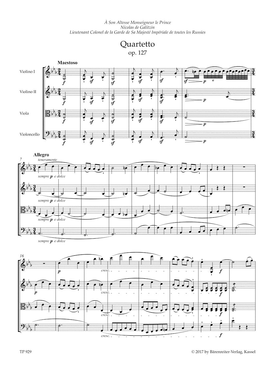 String Quartet in E-flat maj op. 127