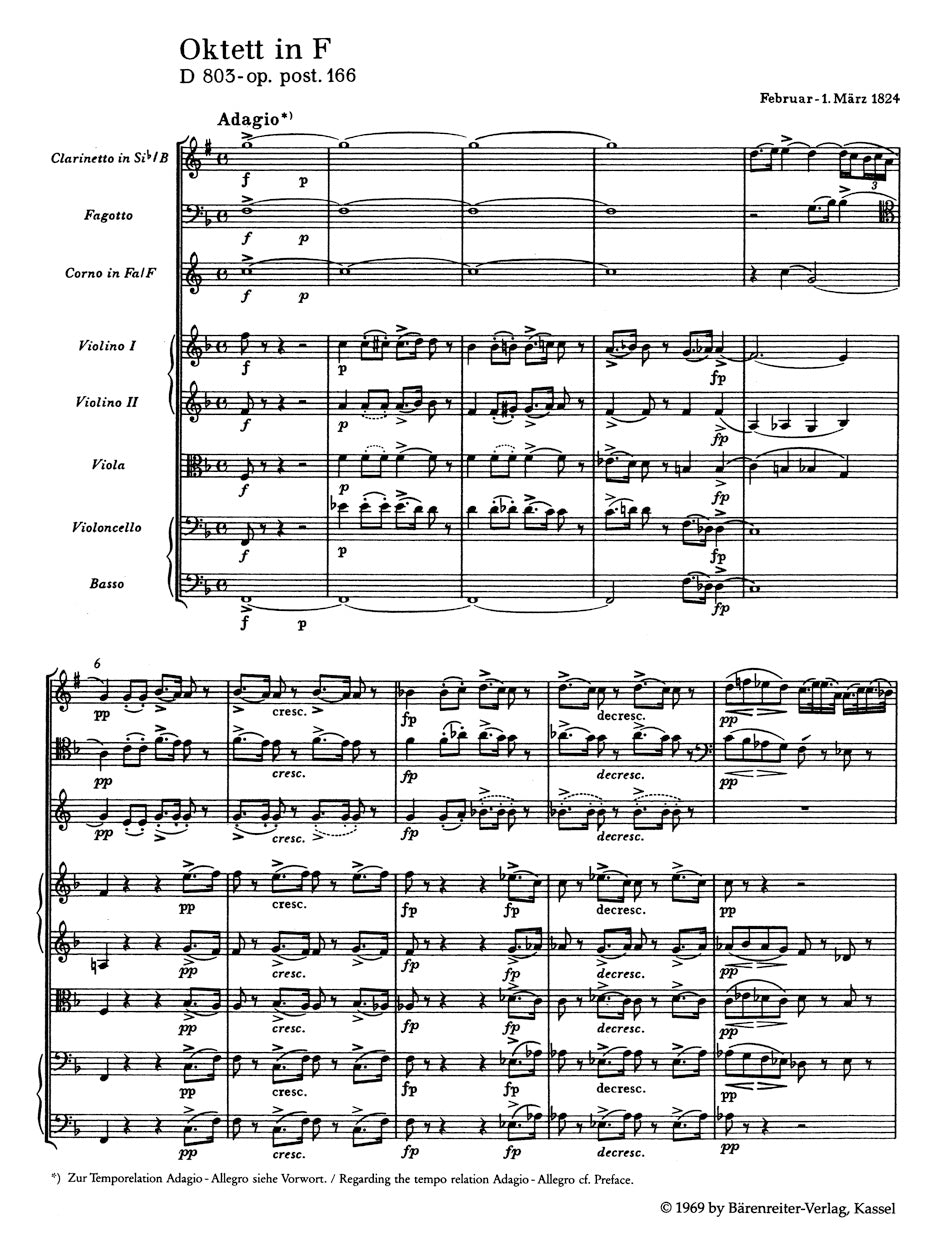 Octet in F maj op. post. 166 D 803