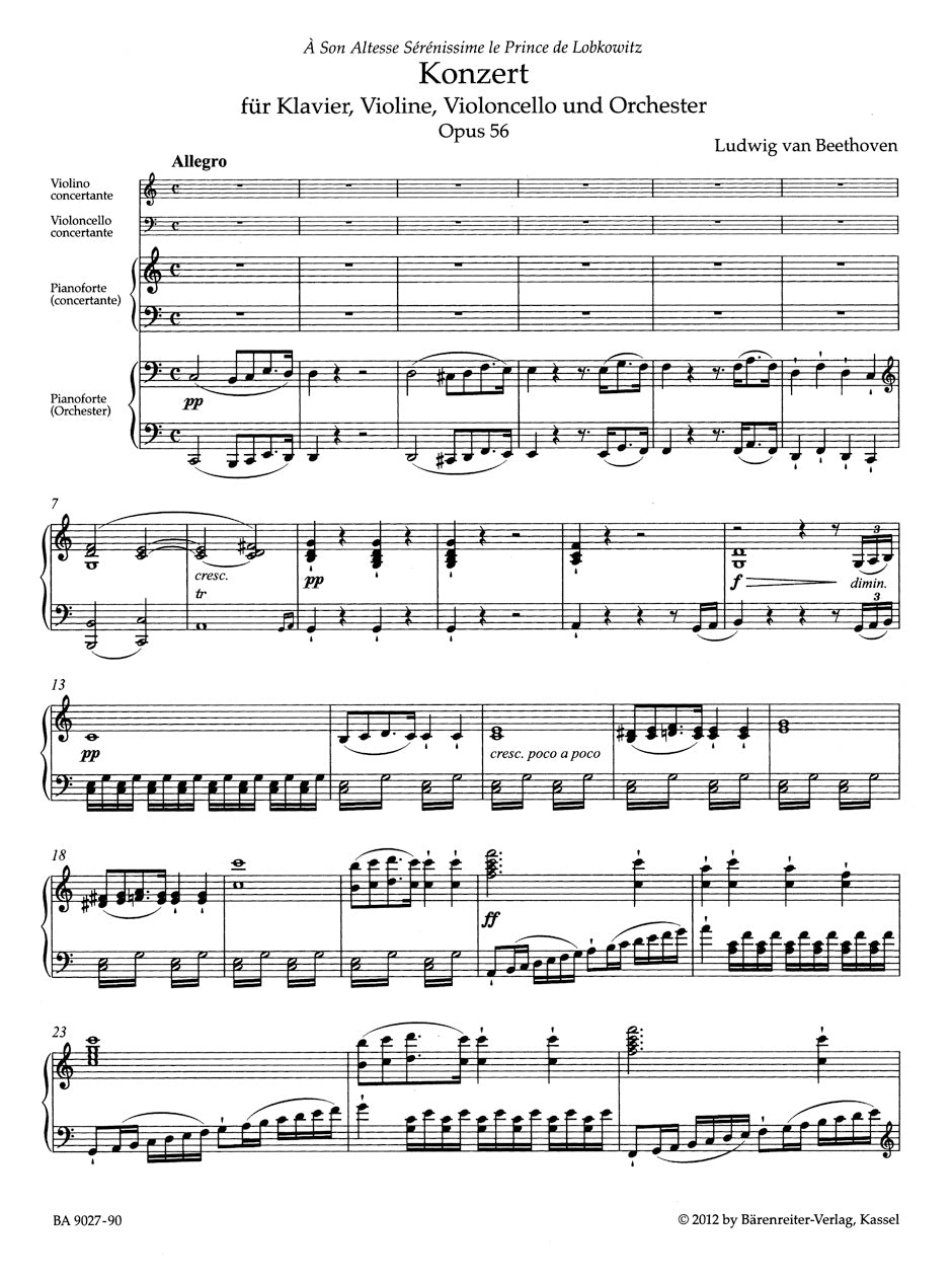 Concerto in C maj for Pianoforte, Violin, Violoncello and Orchestra op. 56