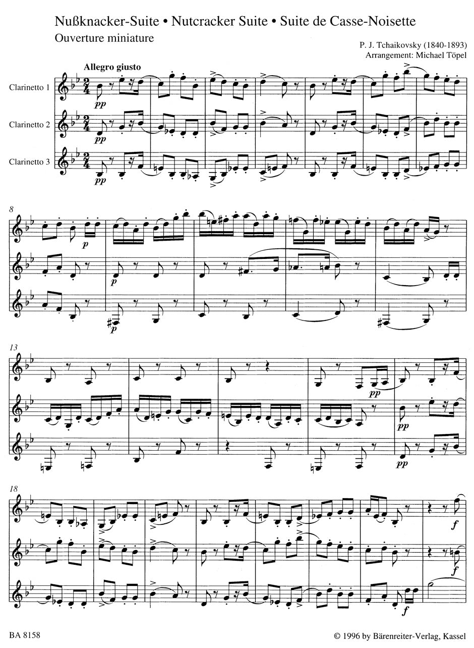 Nutcracker Suite
arranged for three Clarinets