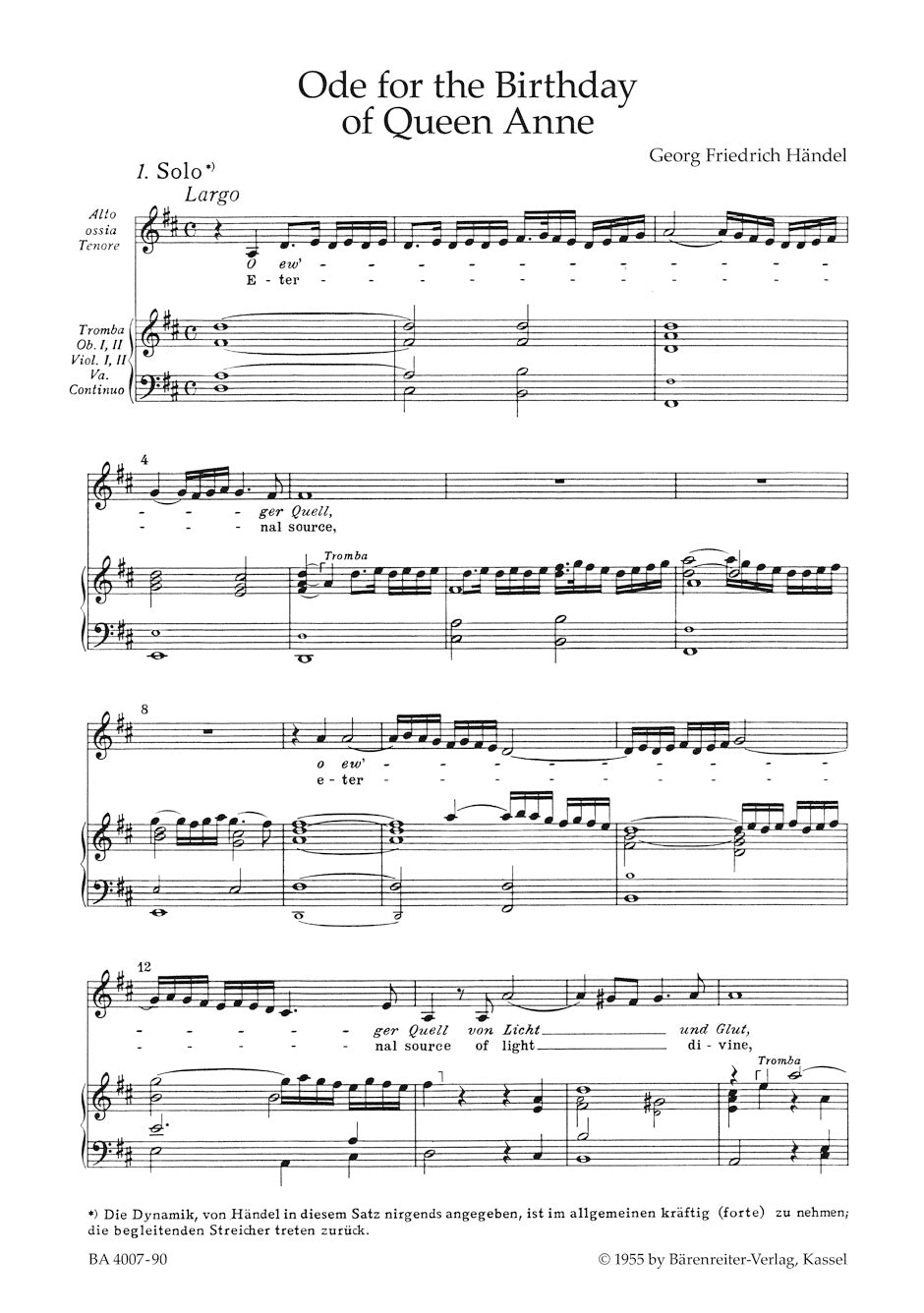 Ode for the Birthday of Queen Anne HWV 74