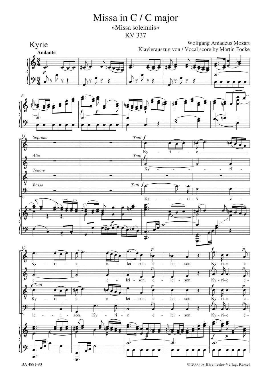 Missa in C maj K. 337 - Missa solemnis